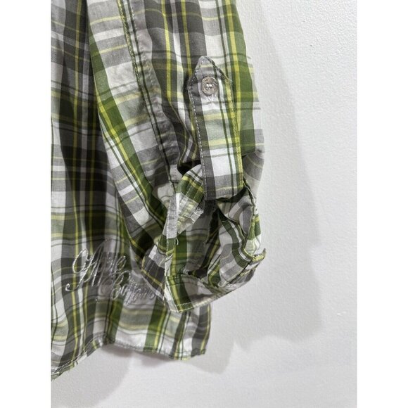 Apple Bottoms Women Green Plaid Button Up Western Shirt Long Roll Tap Sleeve 3XL - Picture 11 of 15